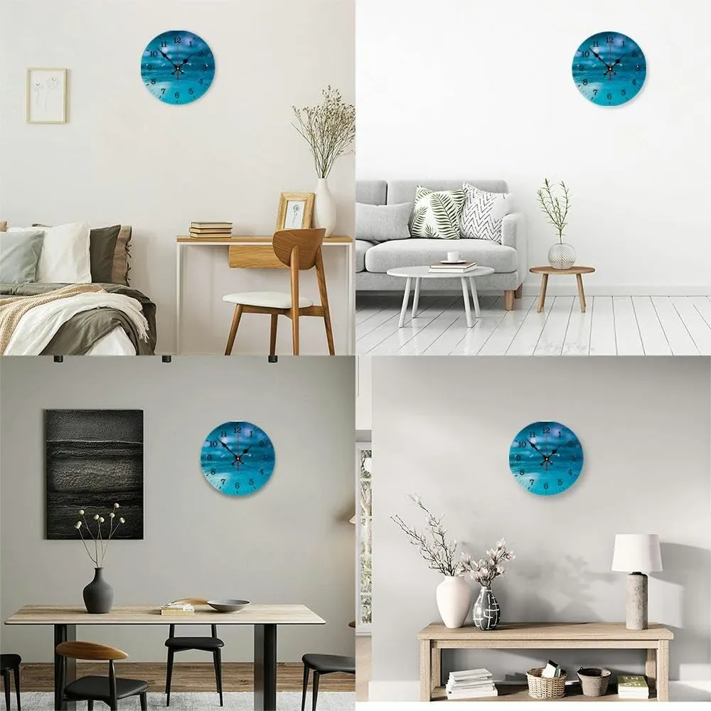 Living Room Decor Kitchen Bathroom Bedroom Office Silent Outdoor Waterproof Patio Wooden heroism trickle radical Analog Clock Underwater abstract wave sunlight through water sparkling reflections Wall Clock Decorative for 