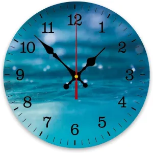 Living Room Decor Kitchen Bathroom Bedroom Office Silent Outdoor Waterproof Patio Wooden heroism trickle radical Analog Clock Underwater abstract wave sunlight through water sparkling reflections Wall Clock Decorative for 