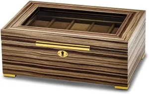Locking Watch Case for Women Diamond2Deal South American Vine Matte Veneer Glass lumber Lid 