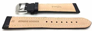 Long Length) 20mm Black Genuine Leather Watchband | Sporty$ Shrunken Buffalo Grain$ retrieval crimp Medium Padded Replacement Watchstrap that brings New Life to Any Watch (Mens 