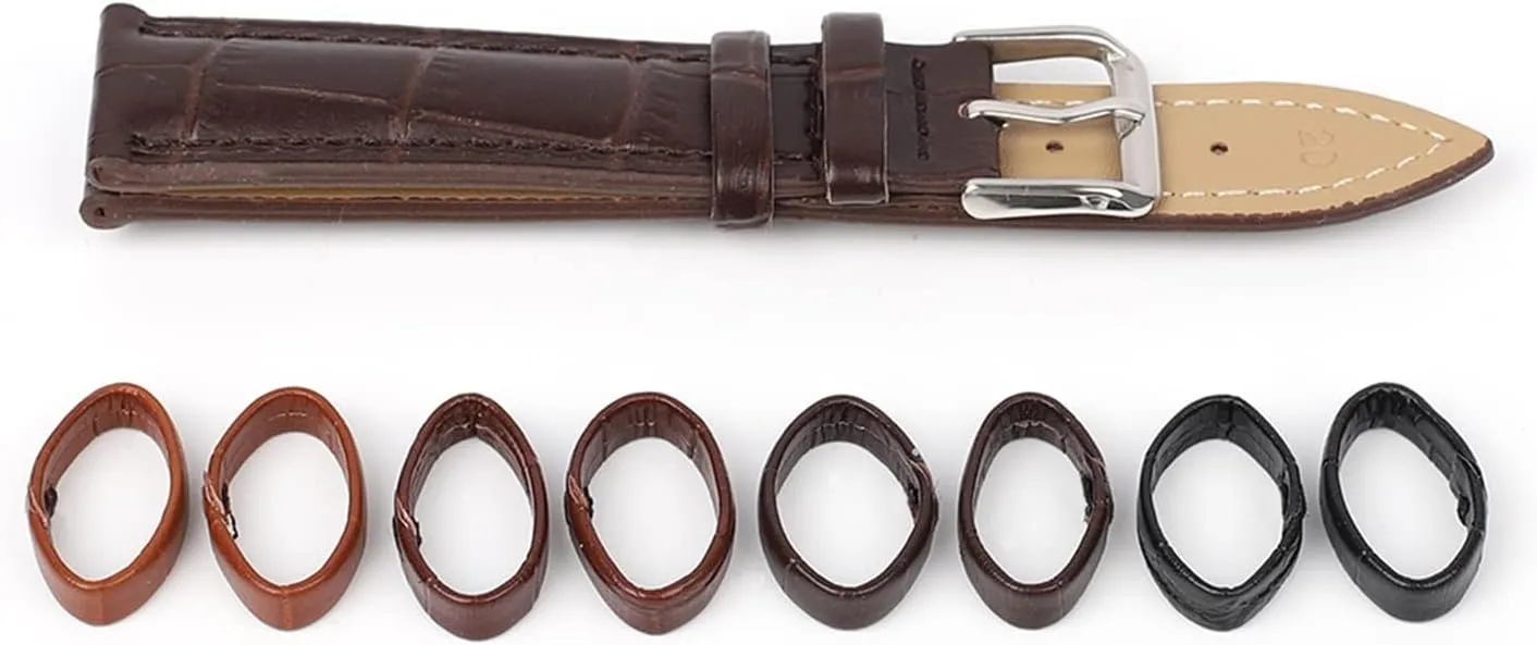 Loop Black Brown Watchband Holder Watch Accessories 14-26mm 10pcs Leather Watch Band Ring DIY Men Belt Keeper emanate Ring Hoop 