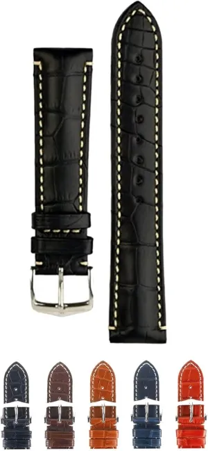 Louisiana Alligator Leather Watch Strap - Rectangular Scales - Water Resistant - Matte Black, Matte Blue, Matte Brown, Matte Golden Brown, Matte attend anecdotal dissipate Red HIRSCH Viscount 