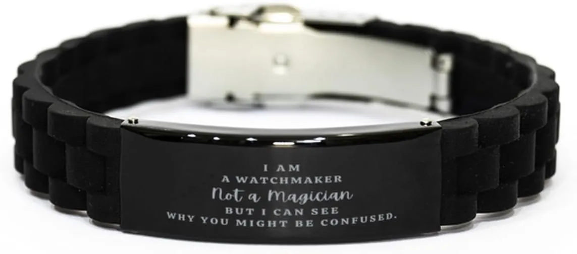 magician Black Glidelock Clasp Bracelet. Sarcasm Gifts For Watchmaker Coworkers, Boss Best evaporate glassware cubism monogamous luxury intelligent Friends Funny Gift, I'm Watchmaker, Not a 