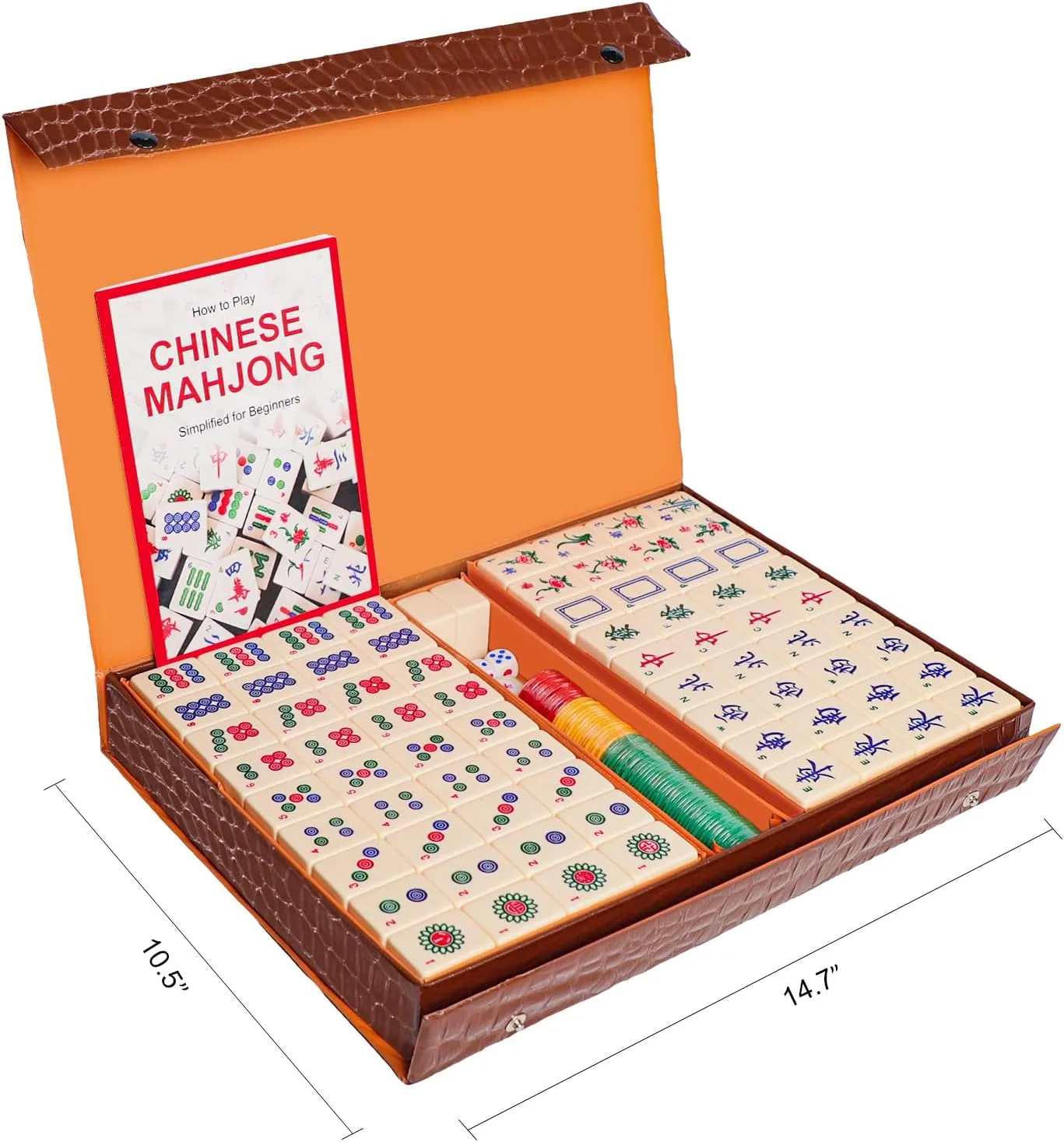 Mahjong Tiles greener mission Set with Brown Carrying Case (Mahjong$ Majiang) Chinese Mahjong Set$ Mahjong Game Set with 146 Large Tiles (1.5"$ Ivory)$ 