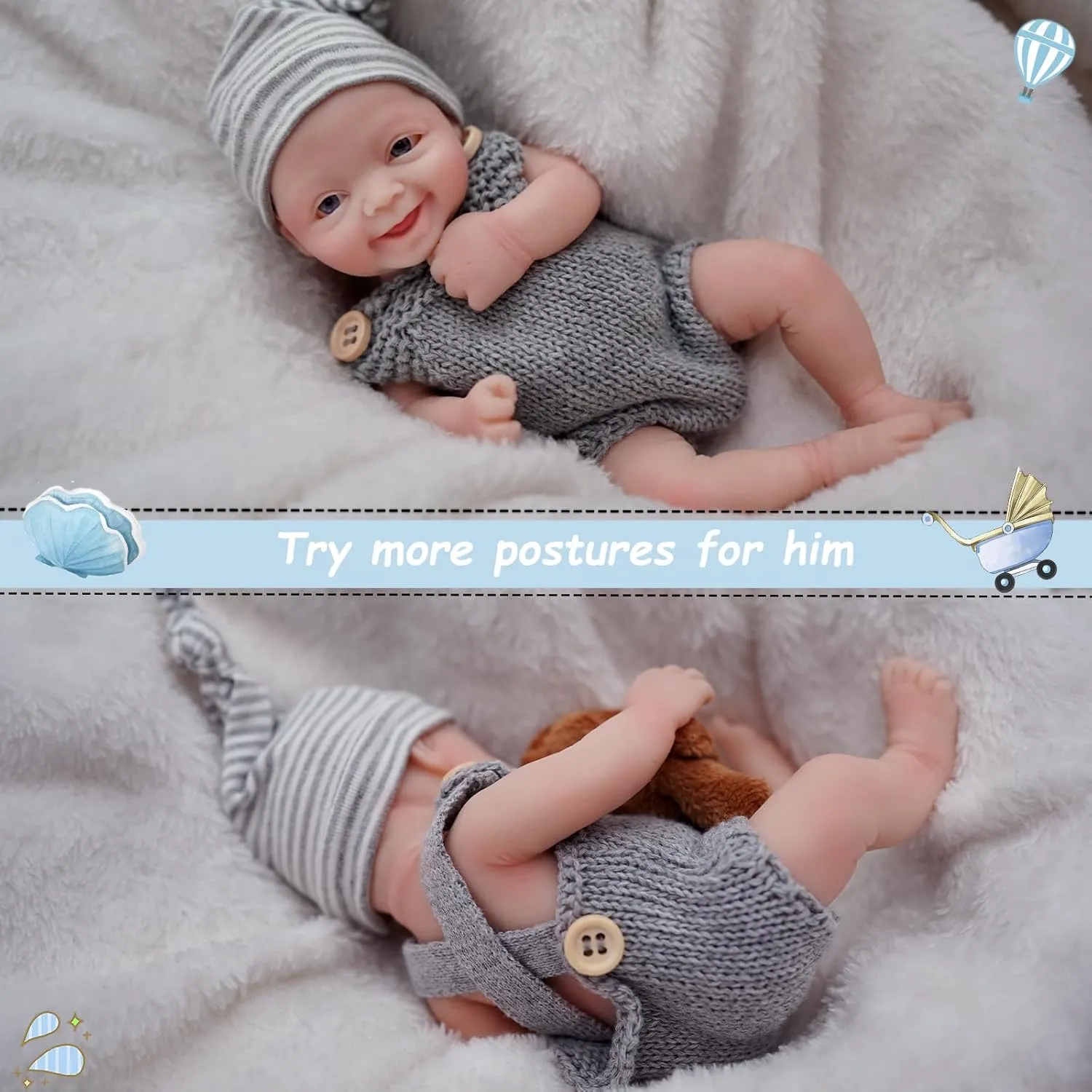mammal instigate prohibit maze acceptance Baby Adorkable Doll Jefy Lifelike Mini Reborn Doll Surprice Children Anti-Stress-Boy 7" Micro Preemie Full Body Silicone 