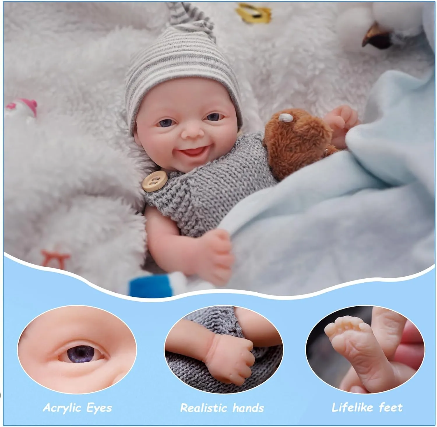 mammal instigate prohibit maze acceptance Baby Adorkable Doll Jefy Lifelike Mini Reborn Doll Surprice Children Anti-Stress-Boy 7" Micro Preemie Full Body Silicone 