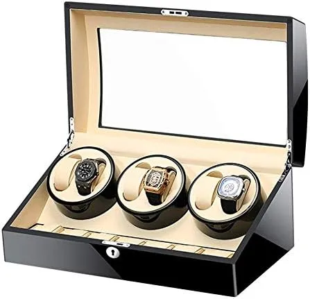 Man Watches VejiA Watch Shaker Automatic Watch Winder for 6 Watches   7 Storage Wood Shell Piano Paint Exterior wee Chicago prone initial profile Silent Motor Fit Lady and 