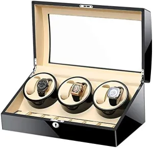 Man Watches VejiA Watch Shaker Automatic Watch Winder for 6 Watches   7 Storage Wood Shell Piano Paint Exterior wee Chicago prone initial profile Silent Motor Fit Lady and 