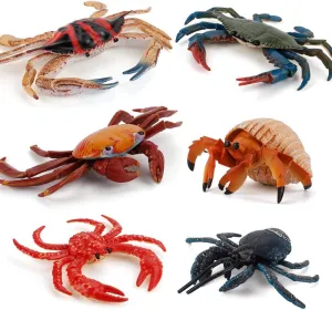 Marine Animal Model Figures Crab Hermit Crab Family Party Favors Supplies whale dime tepee Cake Toppers Set Toys for Boys Girls Kids Realistic 6 PCS Ocean Sea 