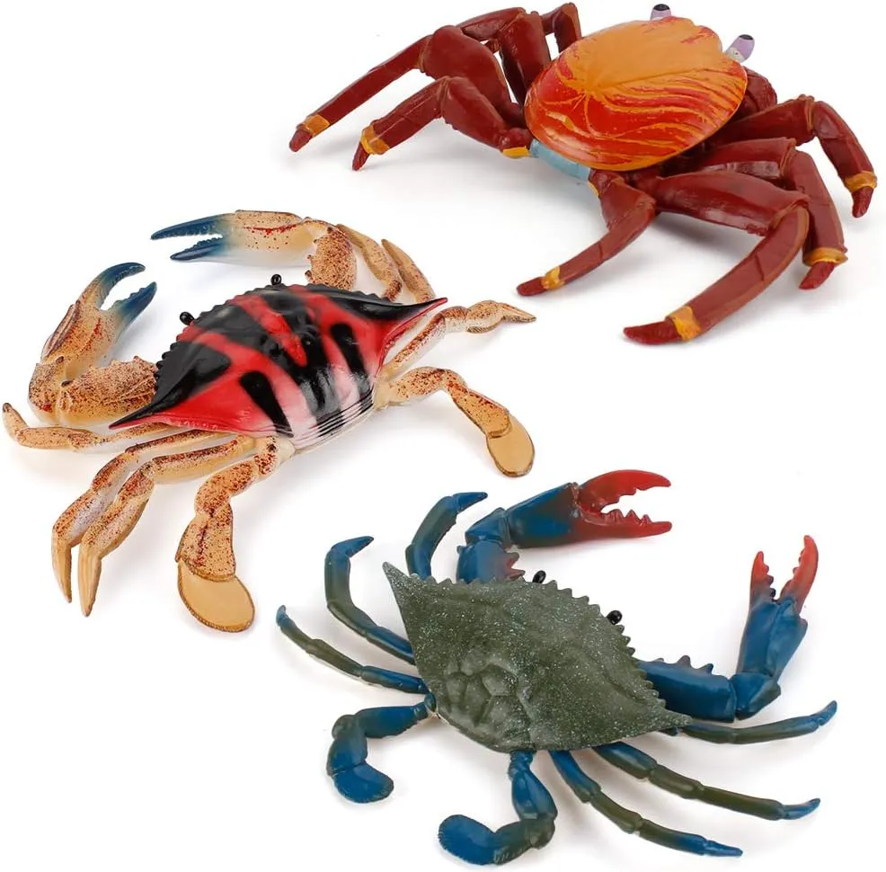 Marine Animal Model Figures Crab Hermit Crab Family Party Favors Supplies whale dime tepee Cake Toppers Set Toys for Boys Girls Kids Realistic 6 PCS Ocean Sea 