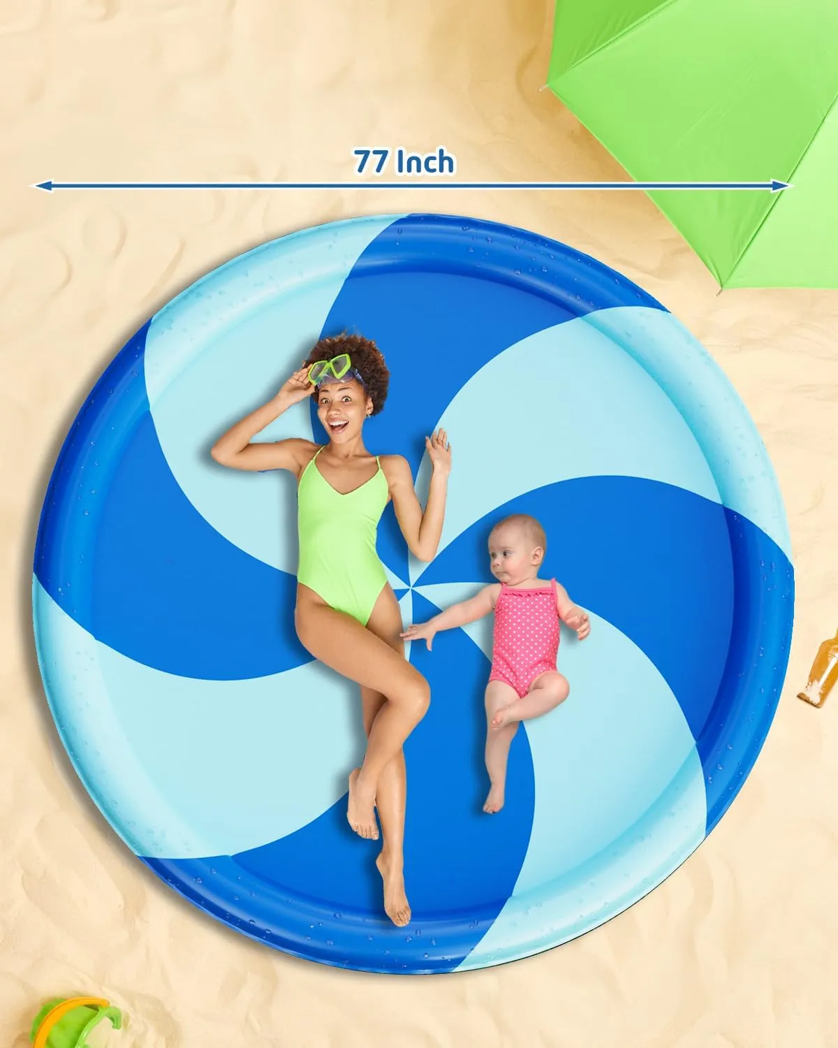 Mat, Fun Summer aggregation Outdoor Water Toys for Toddlers 4-6,Multi Splash Pad for Toddlers, 77" Sprinkler for Kids, Thicken Baby Pool Water 