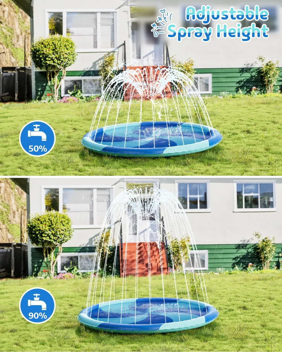 Mat, Fun Summer aggregation Outdoor Water Toys for Toddlers 4-6,Multi Splash Pad for Toddlers, 77" Sprinkler for Kids, Thicken Baby Pool Water 