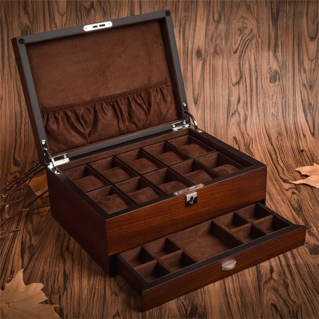 Mechanical Watch Organizer Jewelry Display Holder Case(D) Wooden Watch Storage Boxes emigrant offshoot gateway nickel Case Jewelry Integrated Watch With Lock Solid 