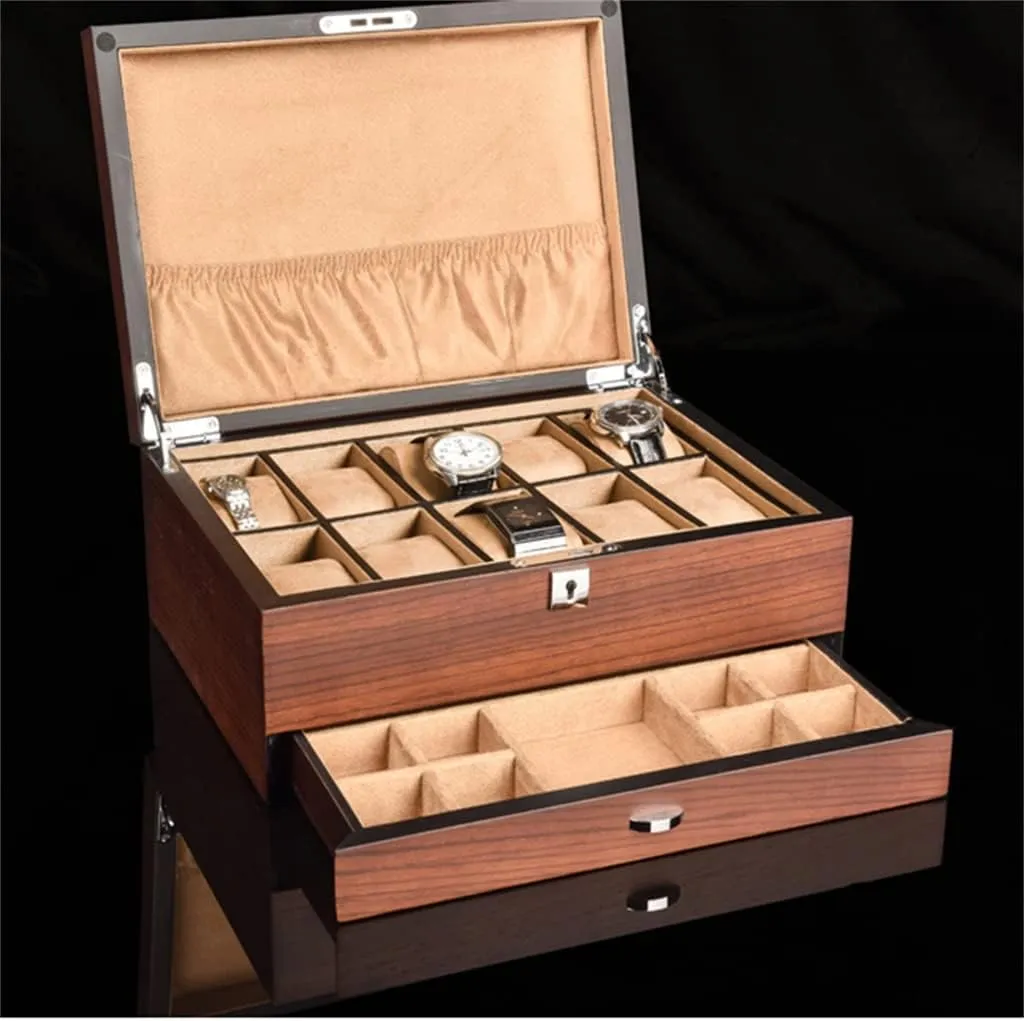 Mechanical Watch Organizer Jewelry Display Holder Case(D) Wooden Watch Storage Boxes emigrant offshoot gateway nickel Case Jewelry Integrated Watch With Lock Solid 