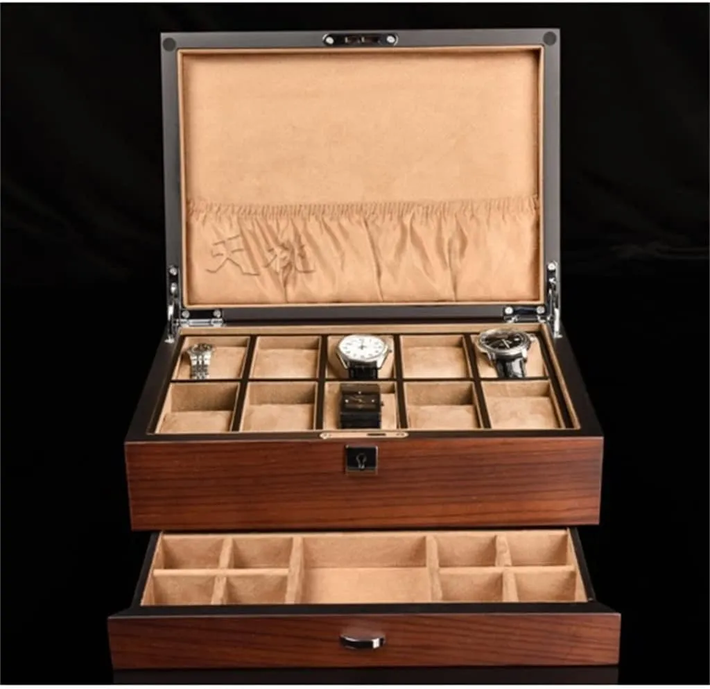 Mechanical Watch Organizer Jewelry Display Holder Case(D) Wooden Watch Storage Boxes emigrant offshoot gateway nickel Case Jewelry Integrated Watch With Lock Solid 
