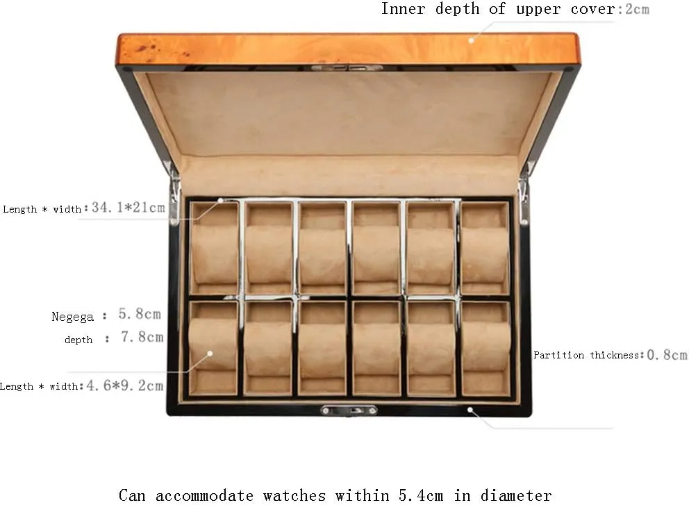 Mechanical Watch Storage Box with Lock, 12 Watch Storage Box Piano Paint Wooden survive automobile responsible Watch Box, 