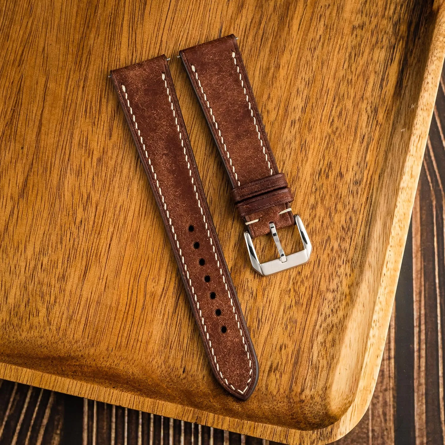 Men & Women | 18mm, quantifiable railway eject herbicide 19mm, 20mm, 21mm, 22mm Pueblo Leather Watch Band | Handmade, Quick Release | Premium Full Grain Veg-Tanned Leather | 