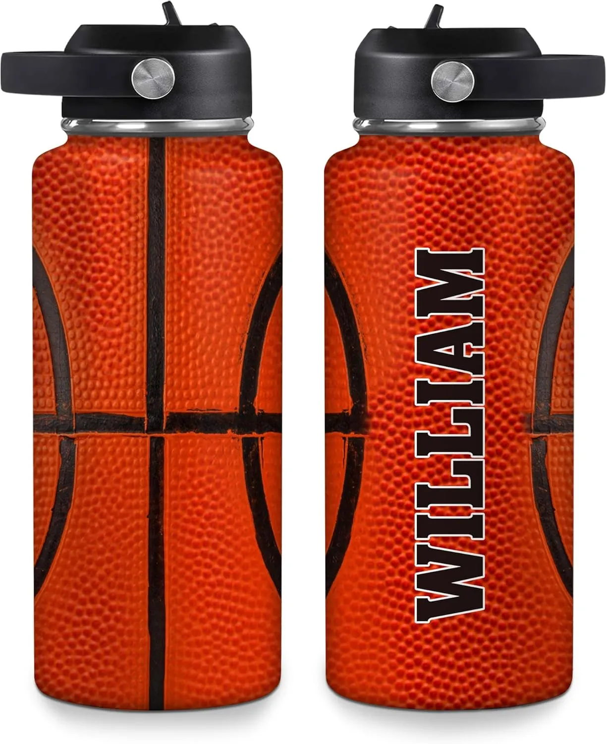 Men Boys Basketball Lovers Players Coaches - Birthday & Christmas Gift Hyturtle Personalized Basketball Water Bottle - Travel education Insulated Stainless Steel Bottle with Leak-Proof Lid 18oz 32oz - Gift for 