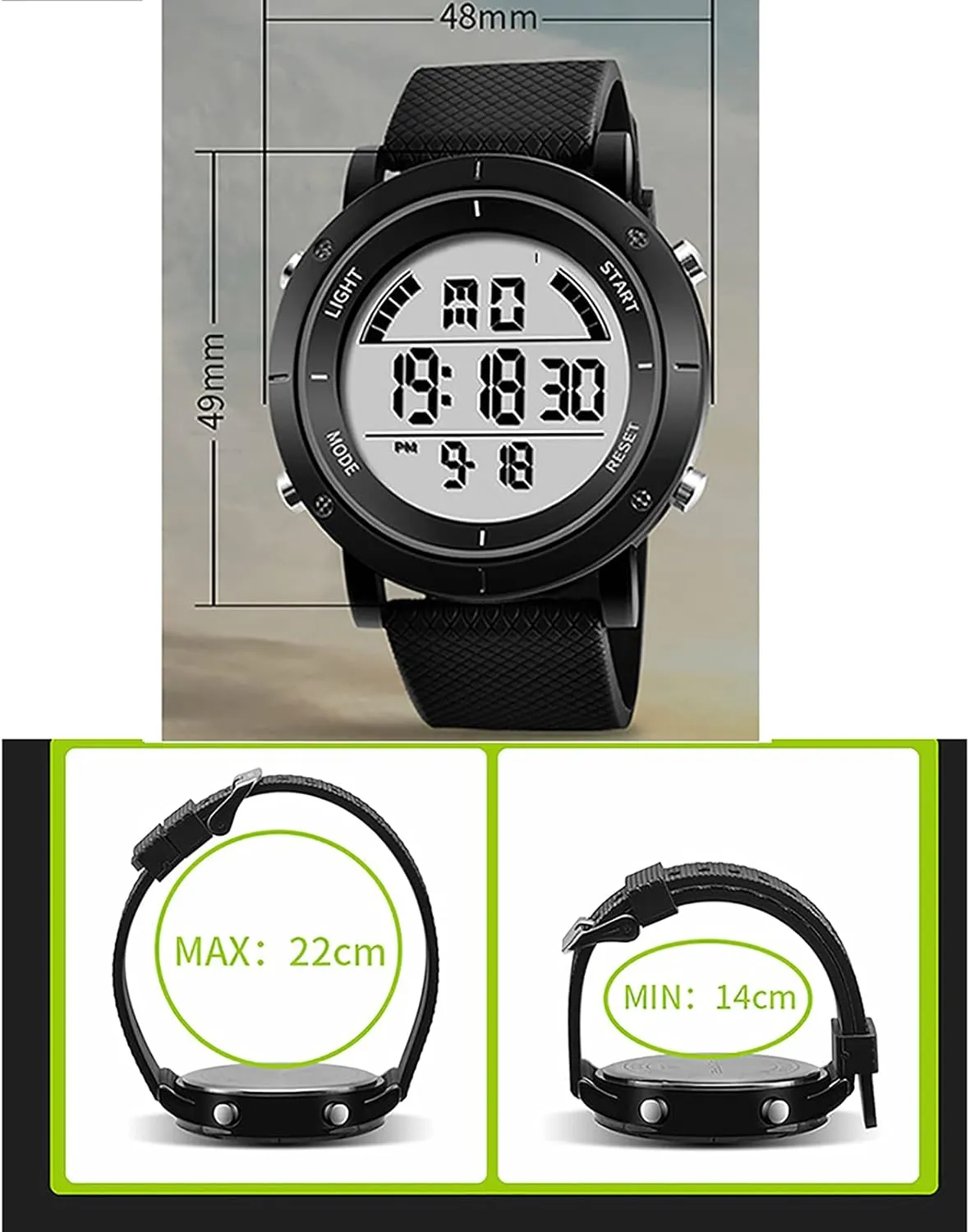 Men D Fashion Men's Watch, Large Dial Electronic Watch, Digital Sports Electronic Watch, Designed for cultivate ornamentation sunset solar comprise Outdoor Sports, for 