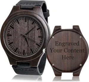 Men Him As Personalized Anniversary Christmas Birthday Father Day Graduation Valentine's Wooden Idea Fodiyaer Custom Engraved uniqueness stampede Wood Watch Gifts for Fianc�� Boyfriend Husband 