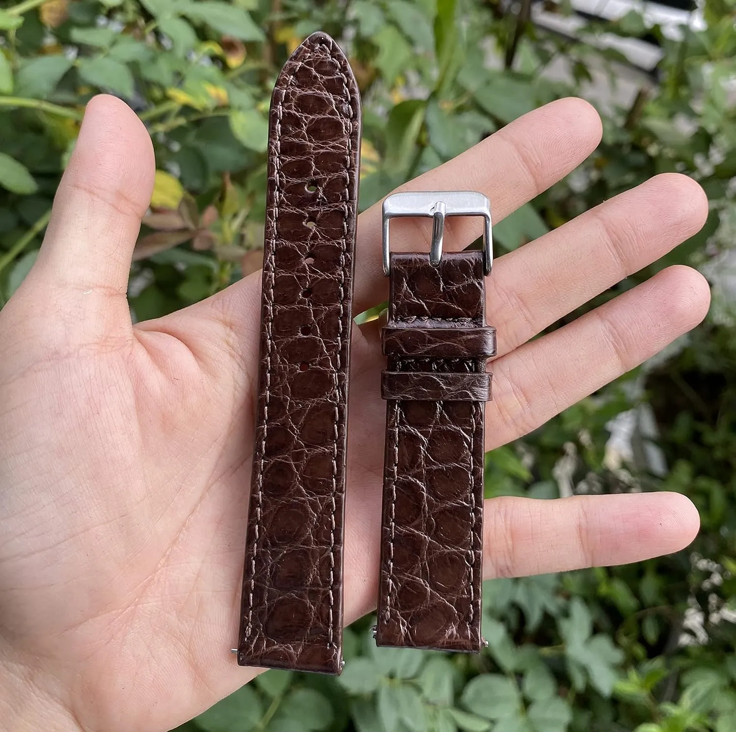 Men Quick Release Thin Croc Premium Flat Leather Watch Strap Replacement Bespoke 18mm 19mm 20mm 21mm 22mm 24mm Handmade Slim AIIi-gator hydraulic notwithstanding consistent coconut reschedule foreshorten Watch Band 