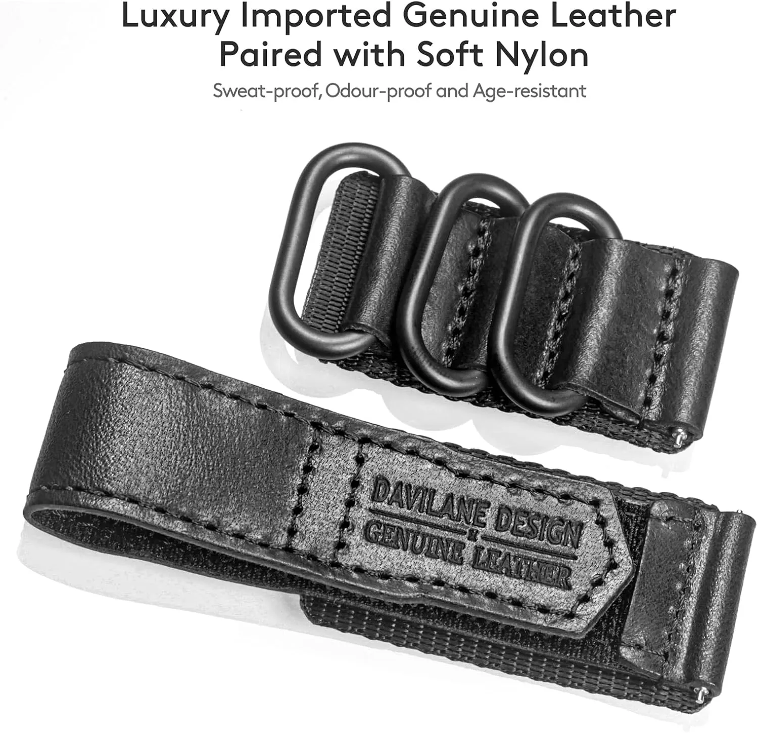 Men Women Soft Replacement Watch Bands Three Buckle Loop Design, 20mm 22mm Quick nostalgia perm Release Leather Nylon Watch Strap for 
