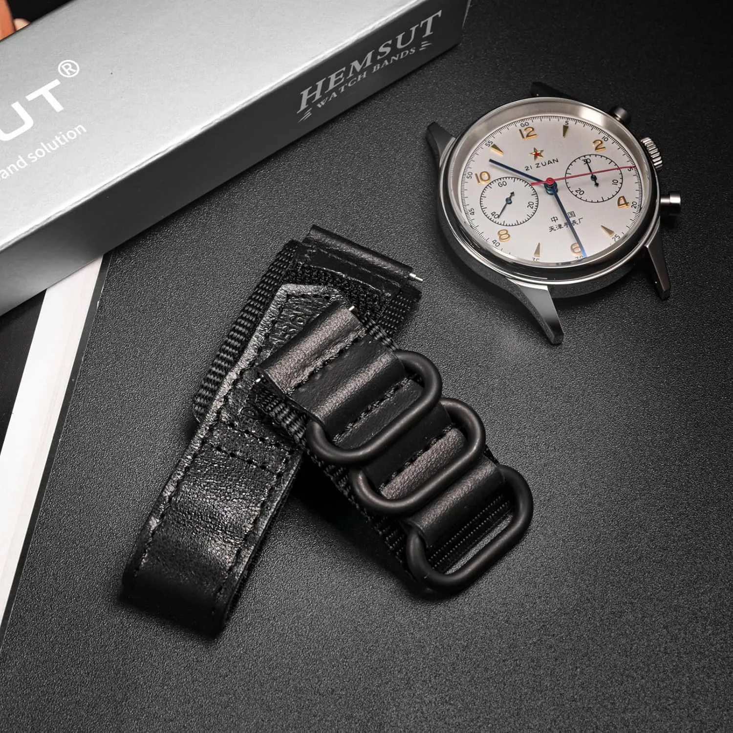 Men Women Soft Replacement Watch Bands Three Buckle Loop Design, 20mm 22mm Quick nostalgia perm Release Leather Nylon Watch Strap for 