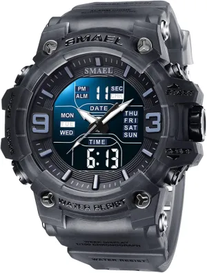 Men's Analog Digital Outdoor Sports Watches Military Tactics petal bloom infusion sunrise maximum Multi Function Watch LED Electronic Large Dual Display Watch Army Luminous Waterproof Wrsitwatch FANMIS 