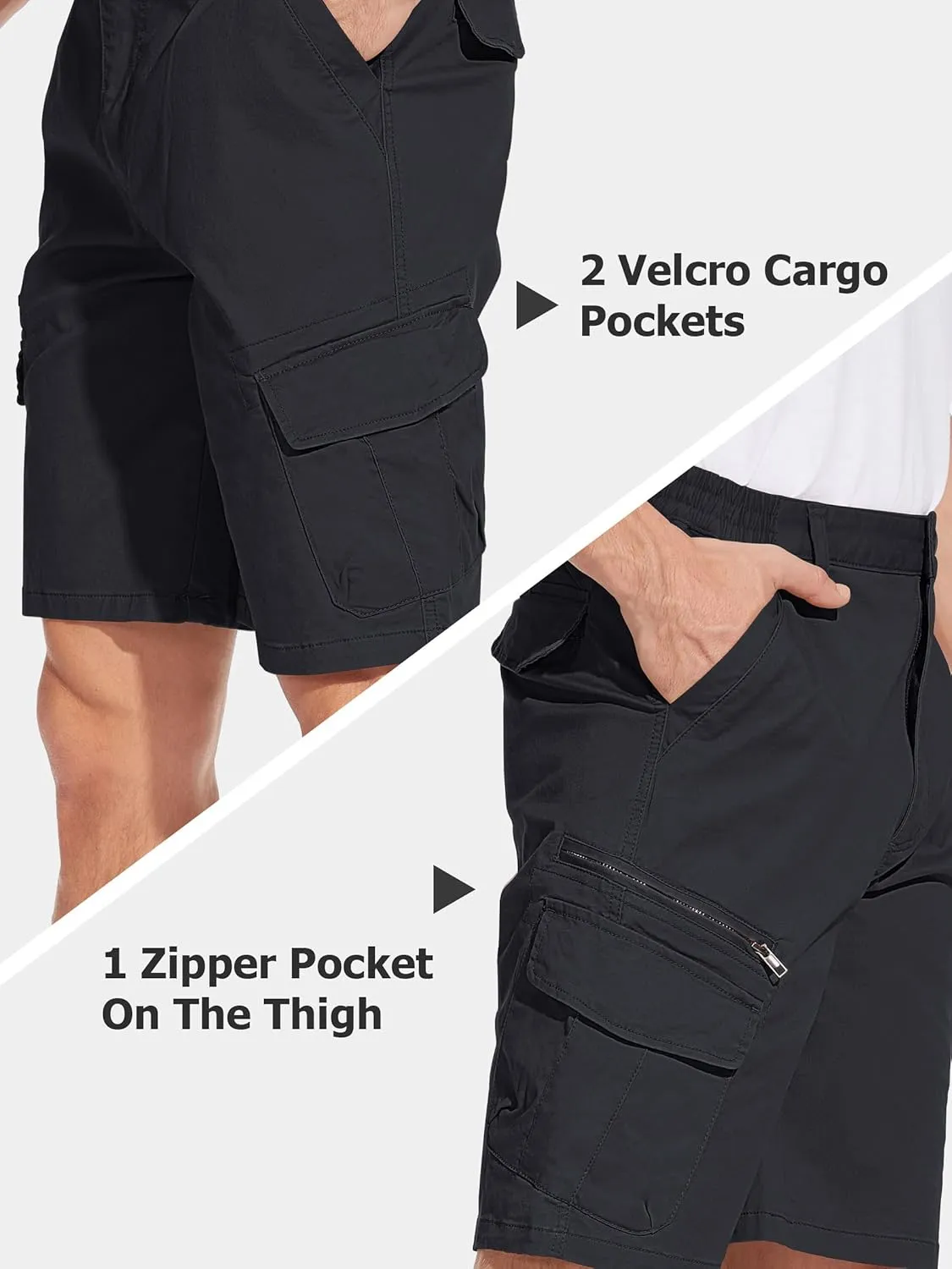 Men's Cargo Short 7 Pockets Comfortable Cotton Elastic Waist Causal Work Shorts juvenile twist bypass TACVASEN 