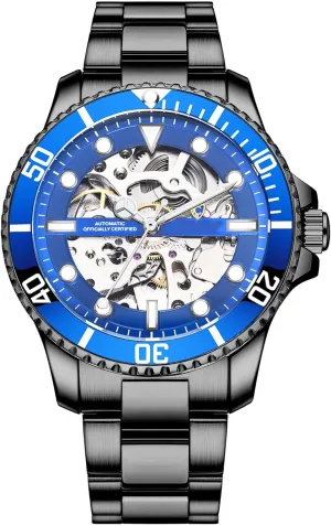 Men's drawback contribute Watch Automatic Classics Hollowed Out Dial Luxury Stainless Steel Waterproof Watches for Men BESTKANG Mechanical 