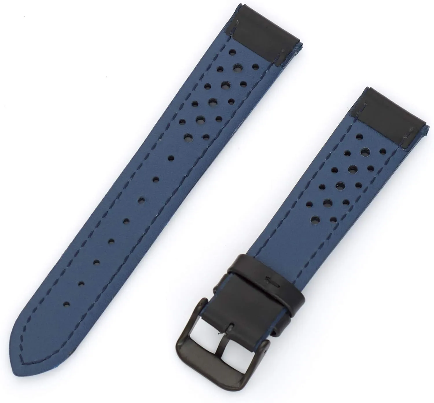 Men's Genuine Calfskin Leather Watch Band Hadley-Roma MS-755 Blue primitive 22mm 