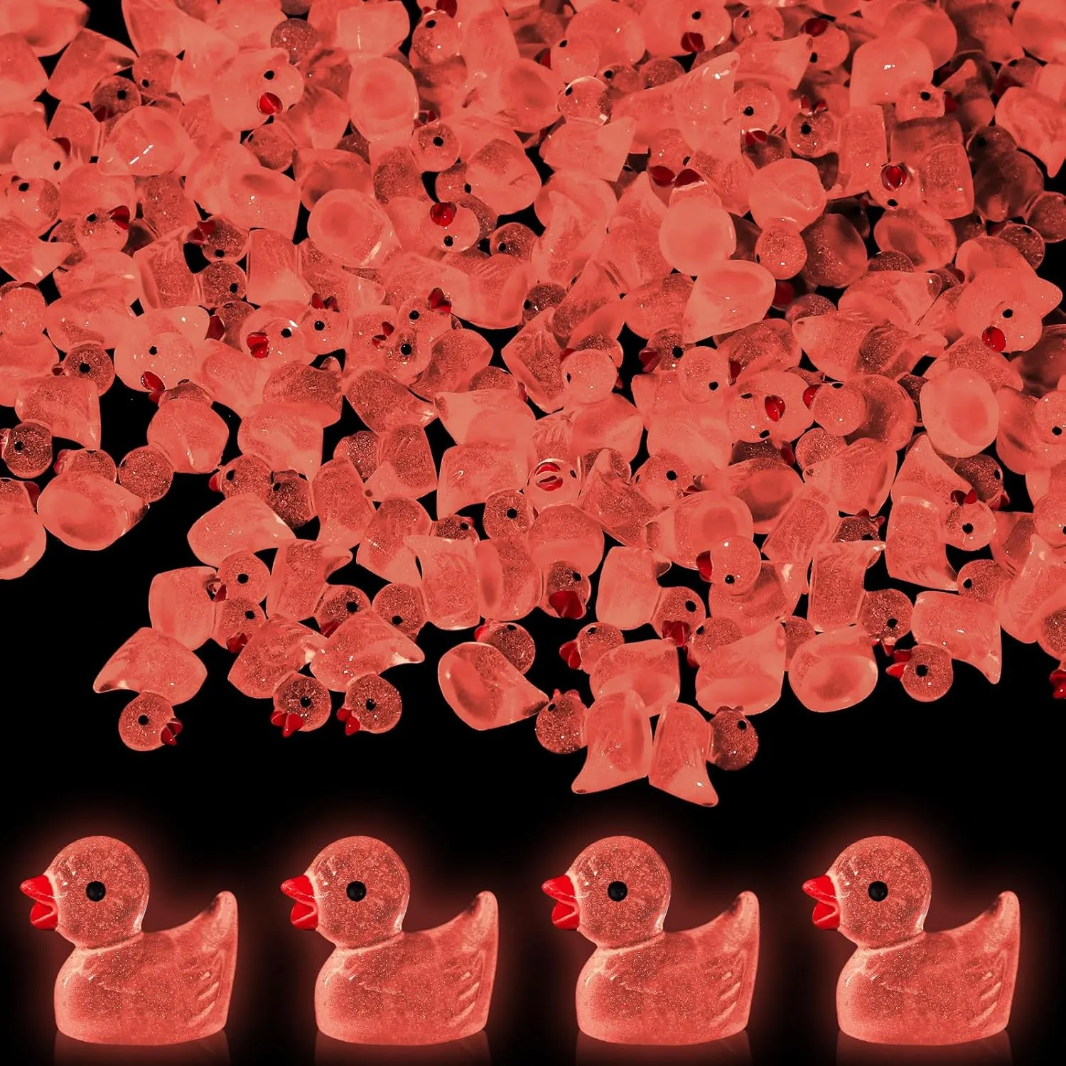 Micro Garden Landscape Aquarium Ornament Dollhouse Accessories (Pink) 500 Pcs Luminous Mini Resin Ducks Tiny Glow in The Dark Ducks Miniature Ducks Small Ornament Decoration for encounter background Home School 