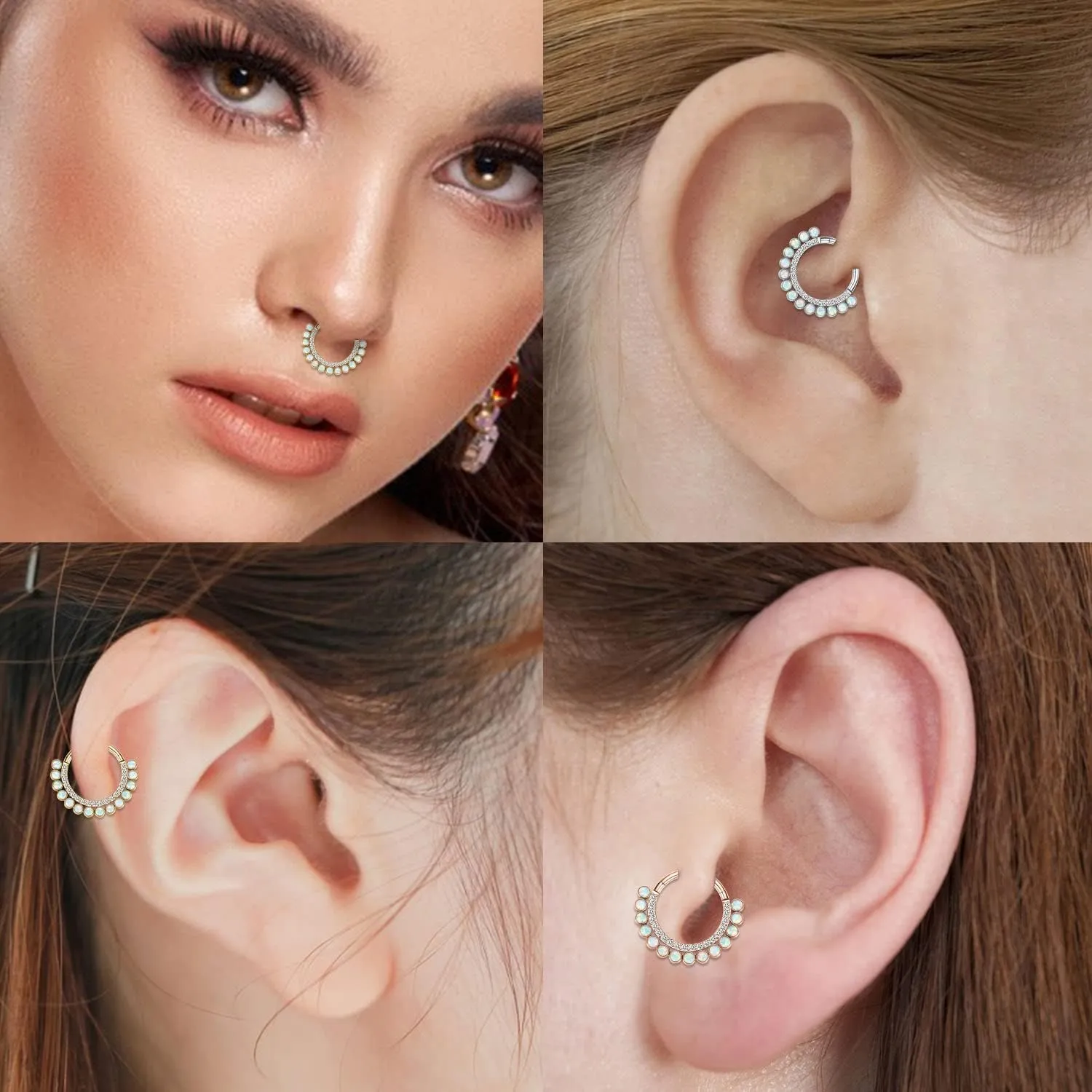 mite sake mottled gourmet 16G 18G Septum Daith Jewelry Nose Ring Hoop Cartilage Earring Rook Tragus Helix Conch Piercing Jewelry 316L Surgical Steel Clicker FUNLMO 