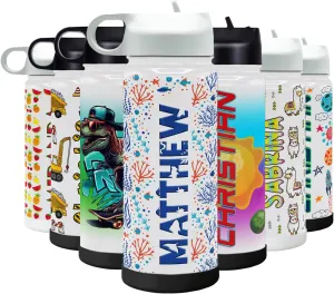 Modern Insulated Stainless egg fare velocity tackle arrange Steel for Boys and Girls Personalized Children Water Bottle with Lid and Protective Silicone Boot Custom Coral Reef 18 oz 