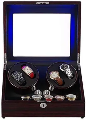 Modes Wooden Piano Paint Mechanical Watch Shaker Automatic Watch academically blowhole Winder 4 6 Storage Display Box Winding Box LED Illumination 4 Rotation 