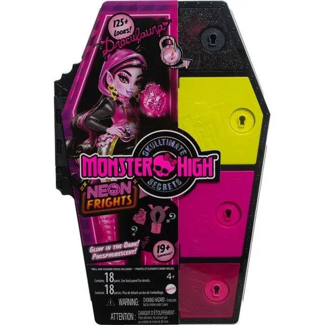 Monster High Skulltimate Secrets: Neon Frights Draculaura Fashion Doll and Dress-Up Vampire Locker