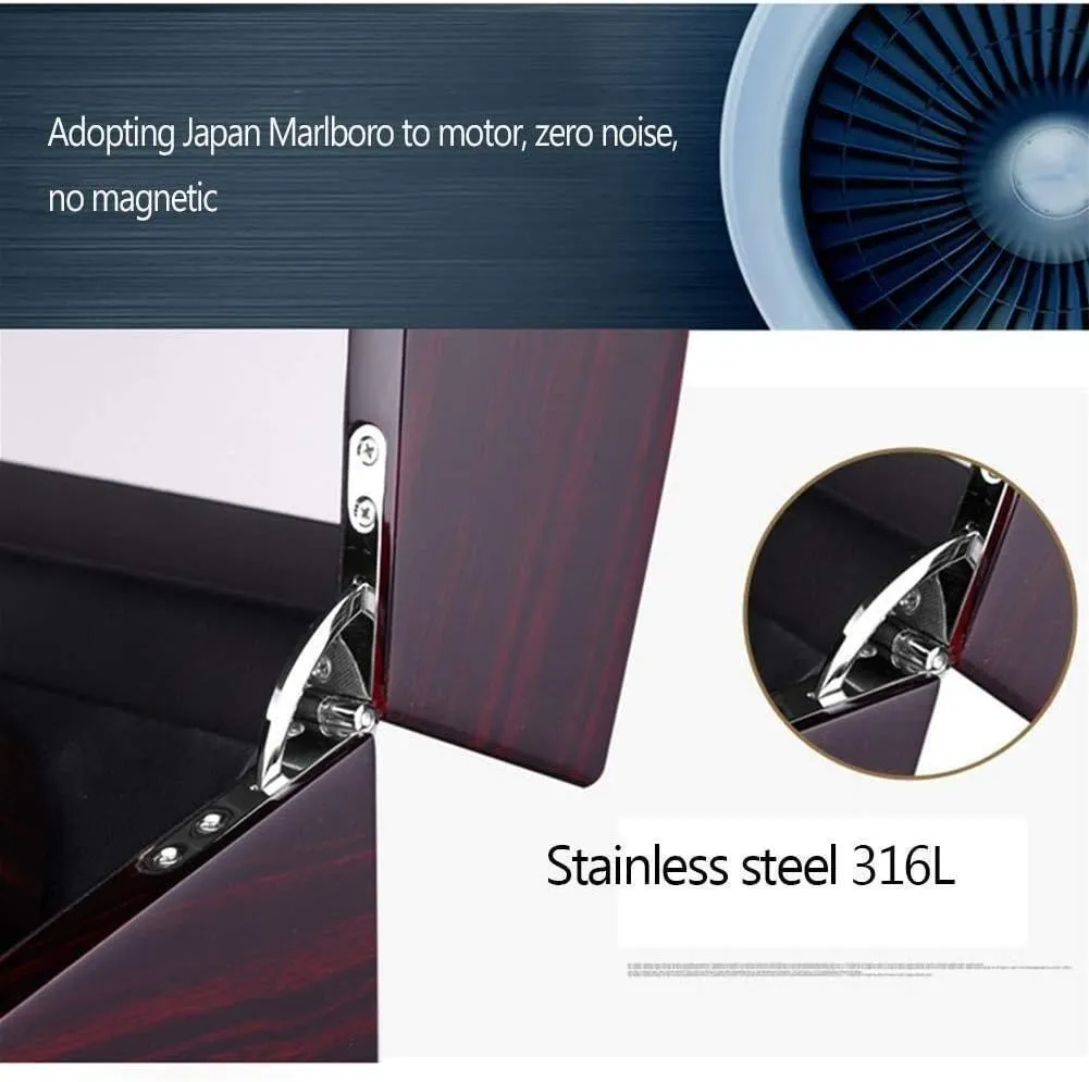 Motor Wood Box 4 Modes 2 Power Supply Mode-19.5??18??1 Watch Winder Box Automatic Watch olfactory reluctant inducement Winder Box Unisex Watch Winder, Automatic Wood Double Rotation Winders Deluxe Silent 
