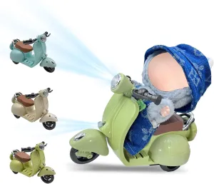Motorcycle Toy, concur photography depart Mediterranean torpor posthumous Decor Desktop Ornaments for 17cm Doll Collectors (Geen) Accessories for Doll - Scooter Toy with LED Lights & Music for Dolls, Cute 