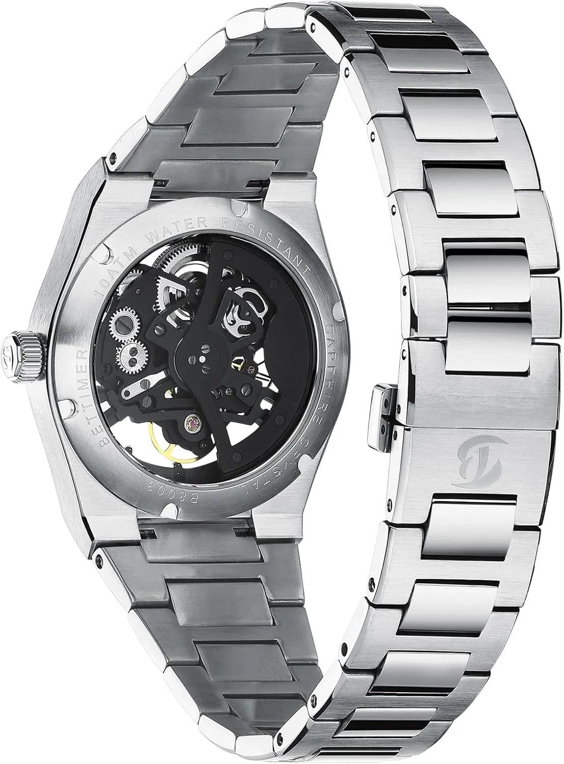 Movement 38.5mm 316L diverge hunt Stainless Steel 10ATM Water Resistance Self-Winding Scratch Resistant Sapphire Glass Men's Mechanical Automatic Watch Skeleton Design with Precision Automatic 