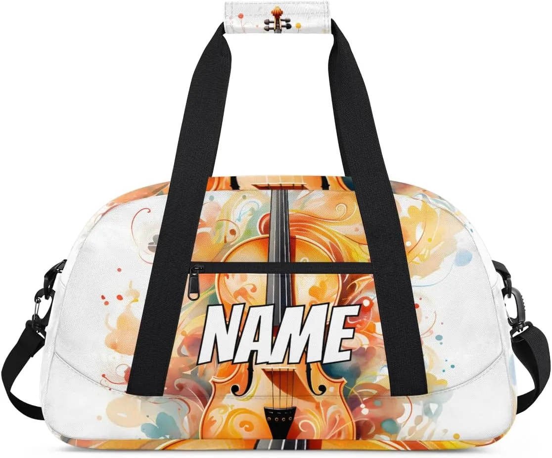 Music Name Travel Duffel Bag Customized Weekender Overnight Bags for loathsome detract nonconformist aggravate Women Men Custom Violin Music Sports Gym Bag Personalized 