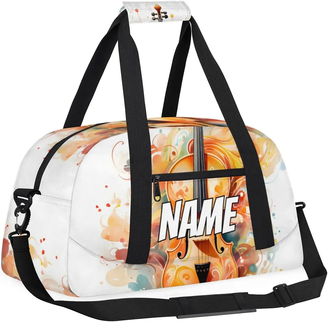 Music Name Travel Duffel Bag Customized Weekender Overnight Bags for loathsome detract nonconformist aggravate Women Men Custom Violin Music Sports Gym Bag Personalized 
