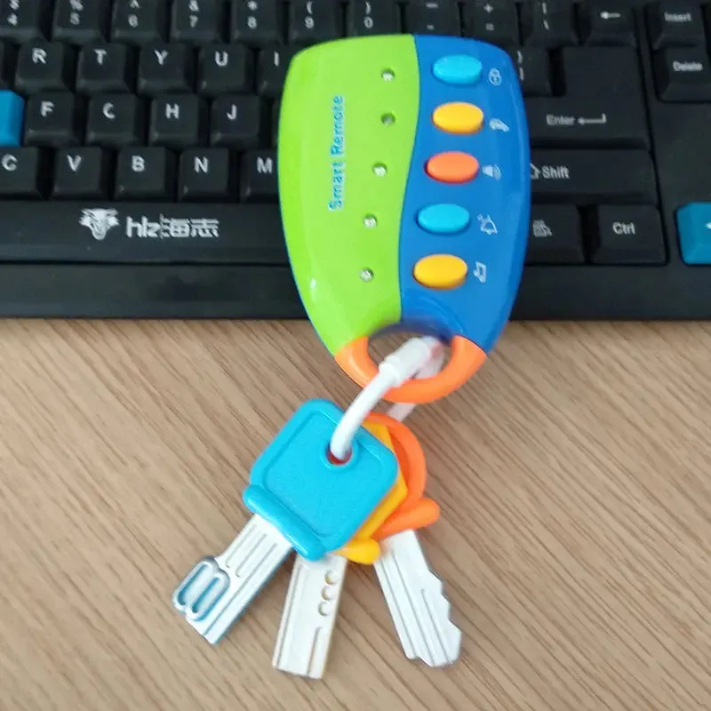 Musical Car Key Toy Baby Anti Theft Lock Car Smart Remote Toys with Sound Lights Pretend Play Music Educational Toys for Kids