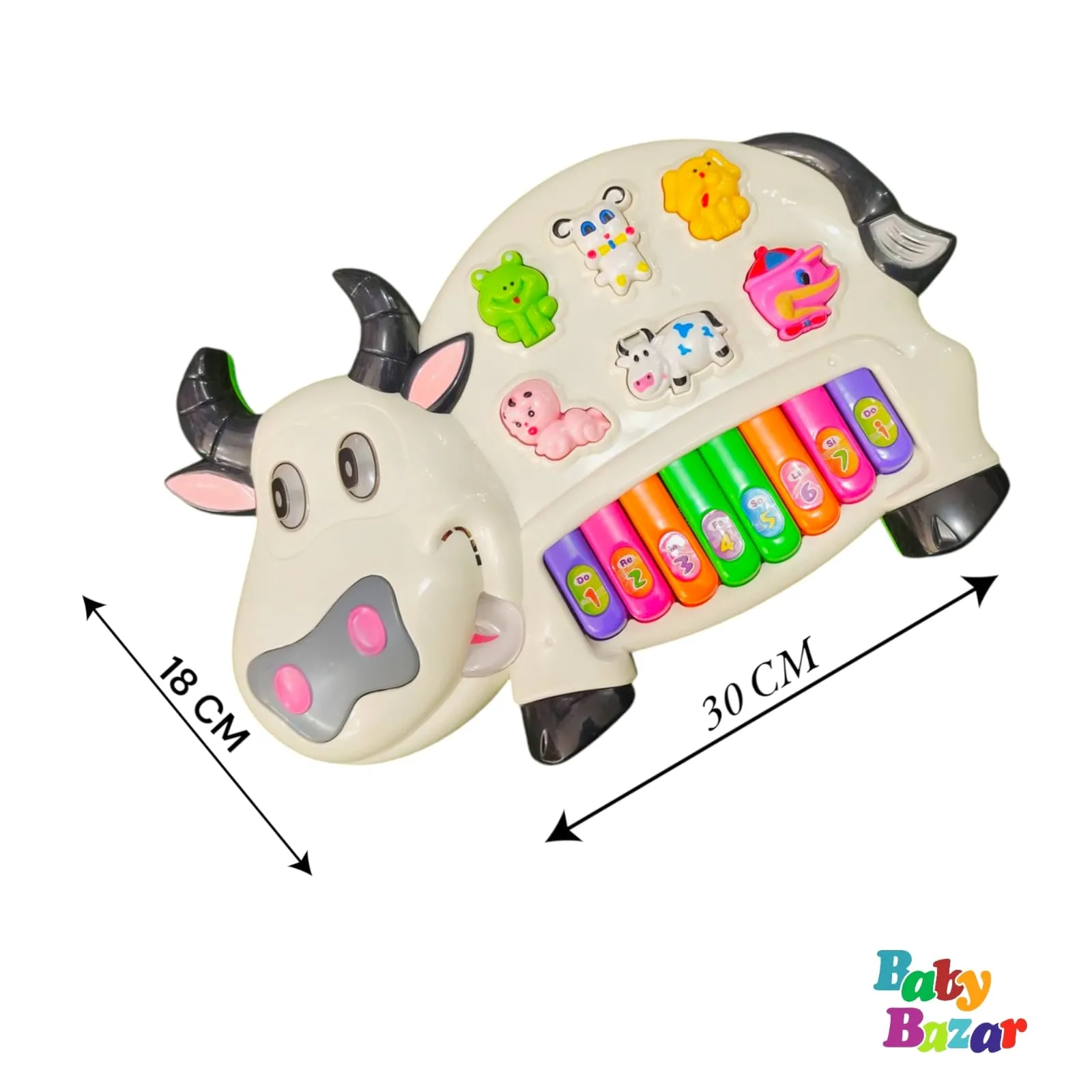Musical Cow Piano Toy for Kids – Interactive Light & Sound Keyboard with Animal Sounds