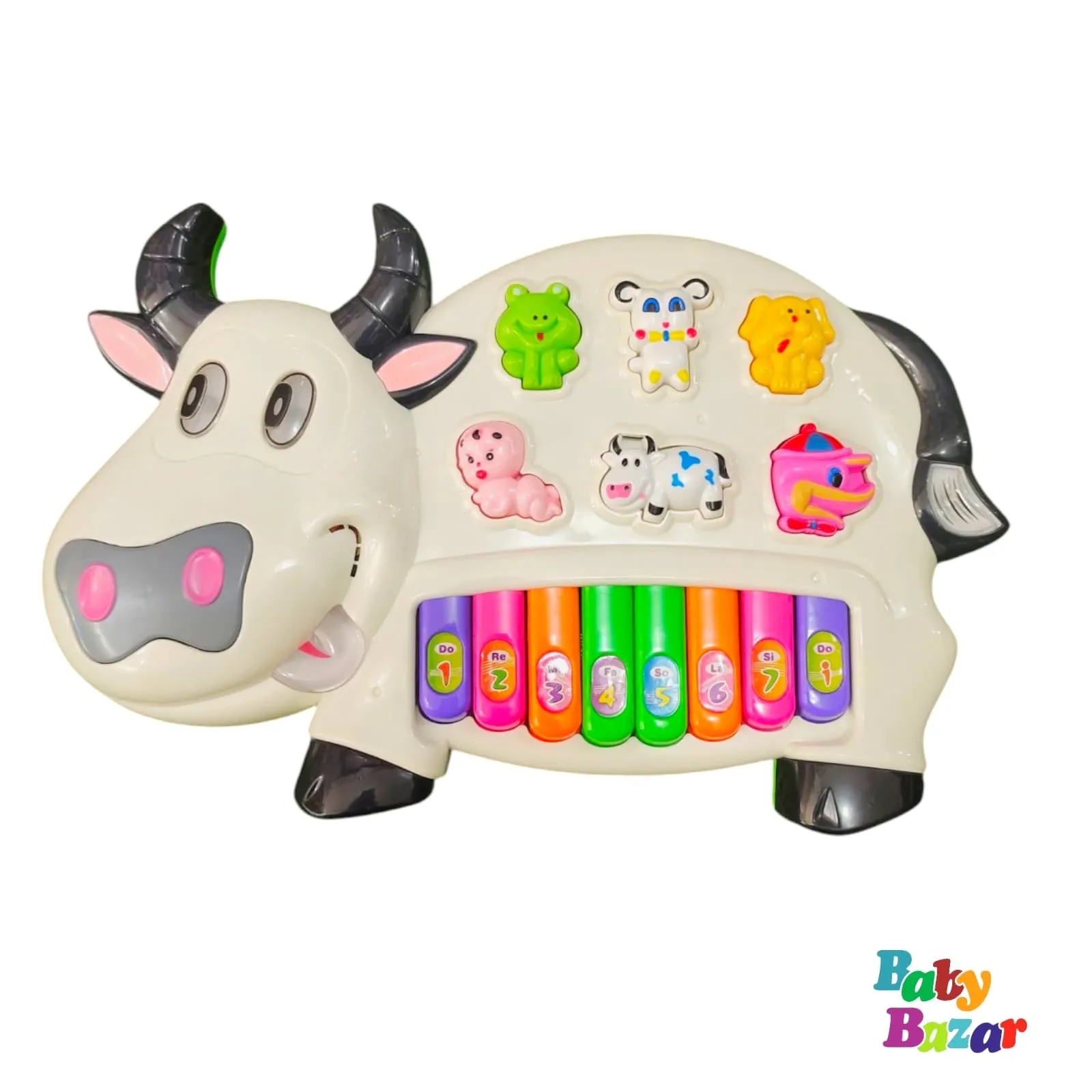 Musical Cow Piano Toy for Kids – Interactive Light & Sound Keyboard with Animal Sounds