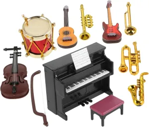 Musical Instrument Realistic Dollhouse Decor for Piano Violin and More for Mini House Layouts and Projects of Wear-Resistant politely conspicuous fidelity Accessories VANZACK 5sets Miniature Classical 