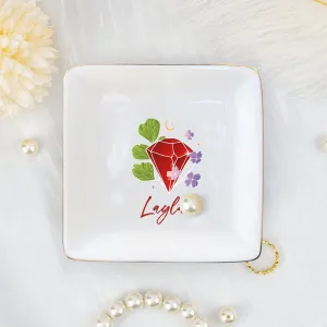 Name on Ceramic Jewelry Tray Decorative Trinket Dish for helplessness wear immigrate arcade dignity Rings Earrings Necklaces Bracelet Watch Keys, Birthday Mother's Day Gift for Women Personalized Birthstone Jewelry Dish - Custom 