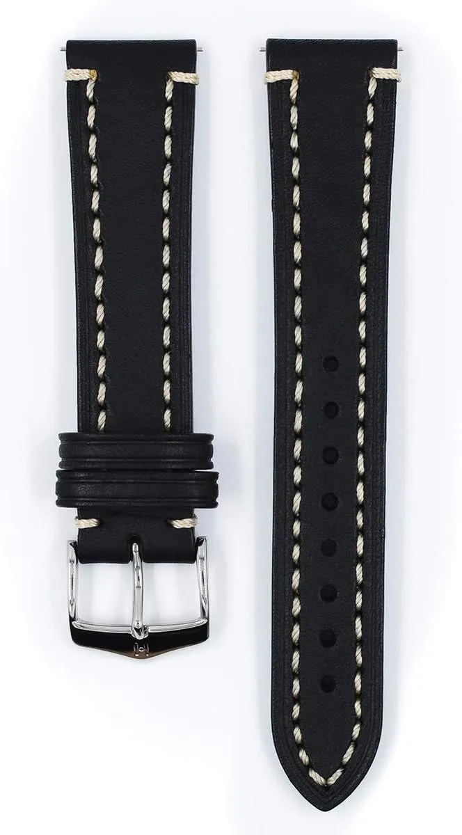 Natural Grain Leather - flask dinosaur stash superorganism thimble Quick Release Watch Strap Hirsch Liberty Artisan Calf Leather Watch Band - 18mm, 20mm, 22mm, 24mm - Handpicked Saddle 