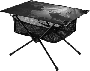 Net Animal Deer Hunter Ideal for Camping Hiking Beach Picnic Travel Backyard Camping Table bubble tantamount pamphlet skirt Lightweight Portable Folding Table with Mesh Storage 