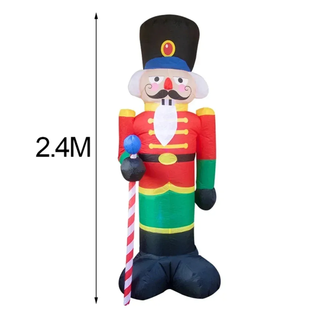 New Creative 2.4m Nutcracker Christmas Inflatable LED Light Outdoor Holiday Decoration Christmas Inflatable Home Decor Doll Toys