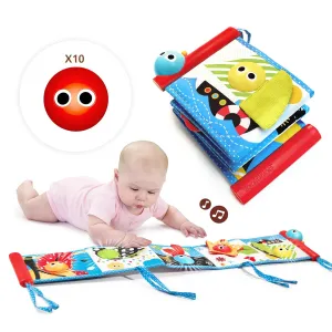 Newborn's Playmats Promotes Sensory Development and Tummy-Time Training Yookidoo First Soft Cloth Baby hexagon Book - Lights and Music (0 to 12 Months). Essential Toy for Infant and 